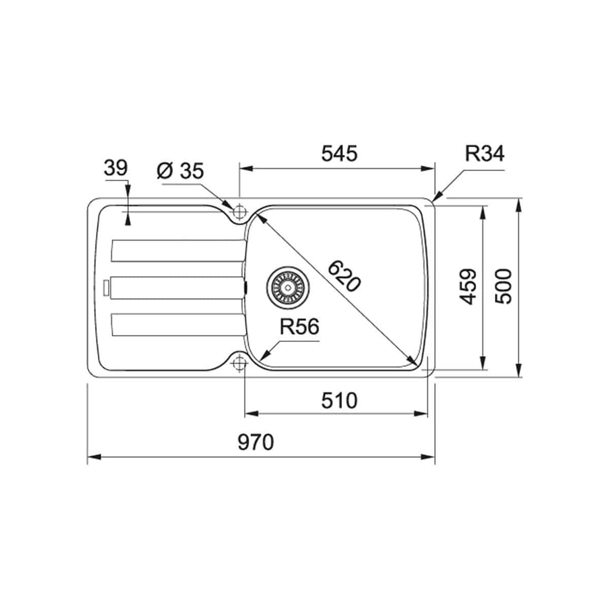 Franke Antea Fragranit+ AZG611-XL - Noir mat